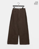 Putting side pin tuck wide cotton pants