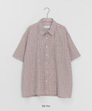 [Unisex] Tevin Check Seersucker Short Sleeve Over Shirt