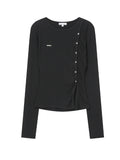 Unbalanced button long sleeves