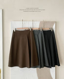 Shalon Unbalanced Pintuck Wool Flare Skirt