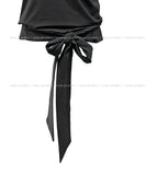 Royal lettering strap unbalanced shoulder short sleeves