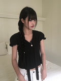 Apol Tie Crop Puff Blouse