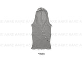 DIAGONAL BUTTON HOODED TOP
