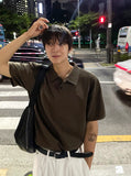 Collar Henry Neck Boonto Short Sleeve T-shirt