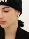 Champagne Full Moon Silver Grip One Touch Earrings