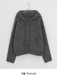 Silten Cable Hooded Wool Knit Cardigan