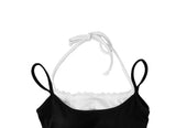 Orton Fake Layered Color Matching Lace Halter Layered Cap Sleeveless