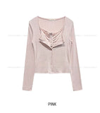Seni Lace Button Layered Cardigan