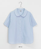 [BAONHAUS] Pohill Stripe Short Sleeve Blouse