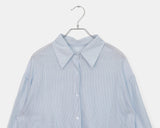 Manin Stripe See-through Overfit Long Sleeve Shirt