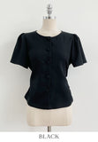 Nahen Round Neck Shirred Puff Blouse