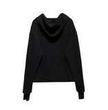 Henne warmer layered two way hoodie zip-up
