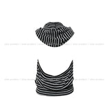 Terry Stripe Backless Halter Hooded Sleeveless