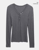 Karun Snap V-Neck Long Sleeve T-Shirt