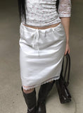 Oin Satin Lace Midi Skirt