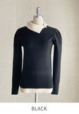 Jaylin Color Matching Collar Shirring Knit