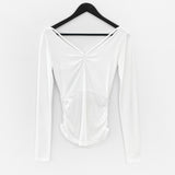 Elne Shirring V-neck T-shirt