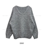 Tiyee slit V-neck unbalance long knit