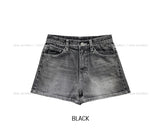 Tear washing stitch denim shorts