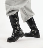 Bio strap long leather boots
