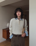 Rubin Cable Henley Neck Knit