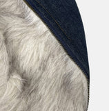 Raven Denim Crop Fur Hood Jumper