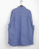 [UNISEX] Barket Vintage Oversized-fit Stitch Denim Long Sleeve Shirt