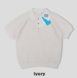 Berna Linen Collar Knit Short Sleeve T-shirt