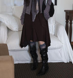 Lace unbalanced cutting skirt