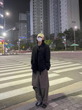 Two-way Open Cutting Nylon Wide Pants