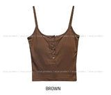 Pay ribbed button square-neck sleeveless (with cup)