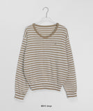 Pushio Stripe V-Neck Knit