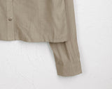 [MADE] Lippe Vintage Pleated Pocket Collar Semi Crop Long Sleeve Shirt