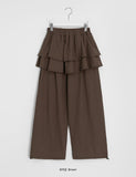 [BAONHAUS] Simbs Linen Tiered Frill Banding Skirt Pants