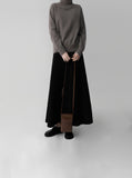 Flared Ribbed Long Skirt