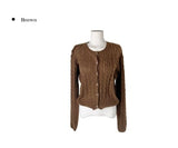 Groom Cable Round Neck Knit Cardigan