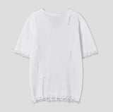 Atelie damage V-neck short sleeves knitwear
