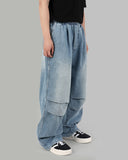 Brush pin tuck wide jeans