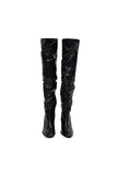 wrinkle knee high long boots