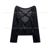 Cross Back Silt See-Through Knit