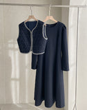 Mayroll Quilted Wool Vest A-line One Piece Set