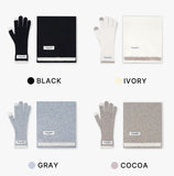 [SET] Short Color Matching Muffler & Gloves Set