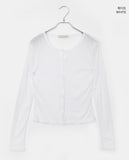 Amu See-through Ribbed Long Sleeve Cardigan