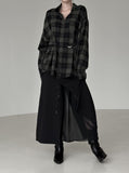 Slit mesh layered long skirt
