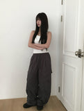 Bills Nylon Cargo Pintuck String Wide Pants