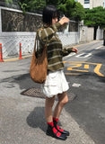 STRIPED COLLAR KNIT
