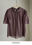 Grace Chiffon Shirring Short Sleeve Blouse