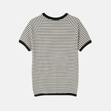 Holden Stripe Ribbed Henley Neck Ringer Short Sleeve Tee