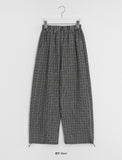 [BAONHAUS] Revish Summer Seersucker Check Banding Wide Pants