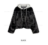 Facey Hood Layered Fur Jacket